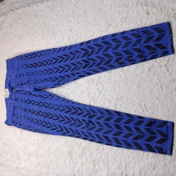 𝅺Current/Elliott Cobalt Blue Chevron Five Pocket Low Rise Ankle Skinny Jeans - Picture 2 of 11